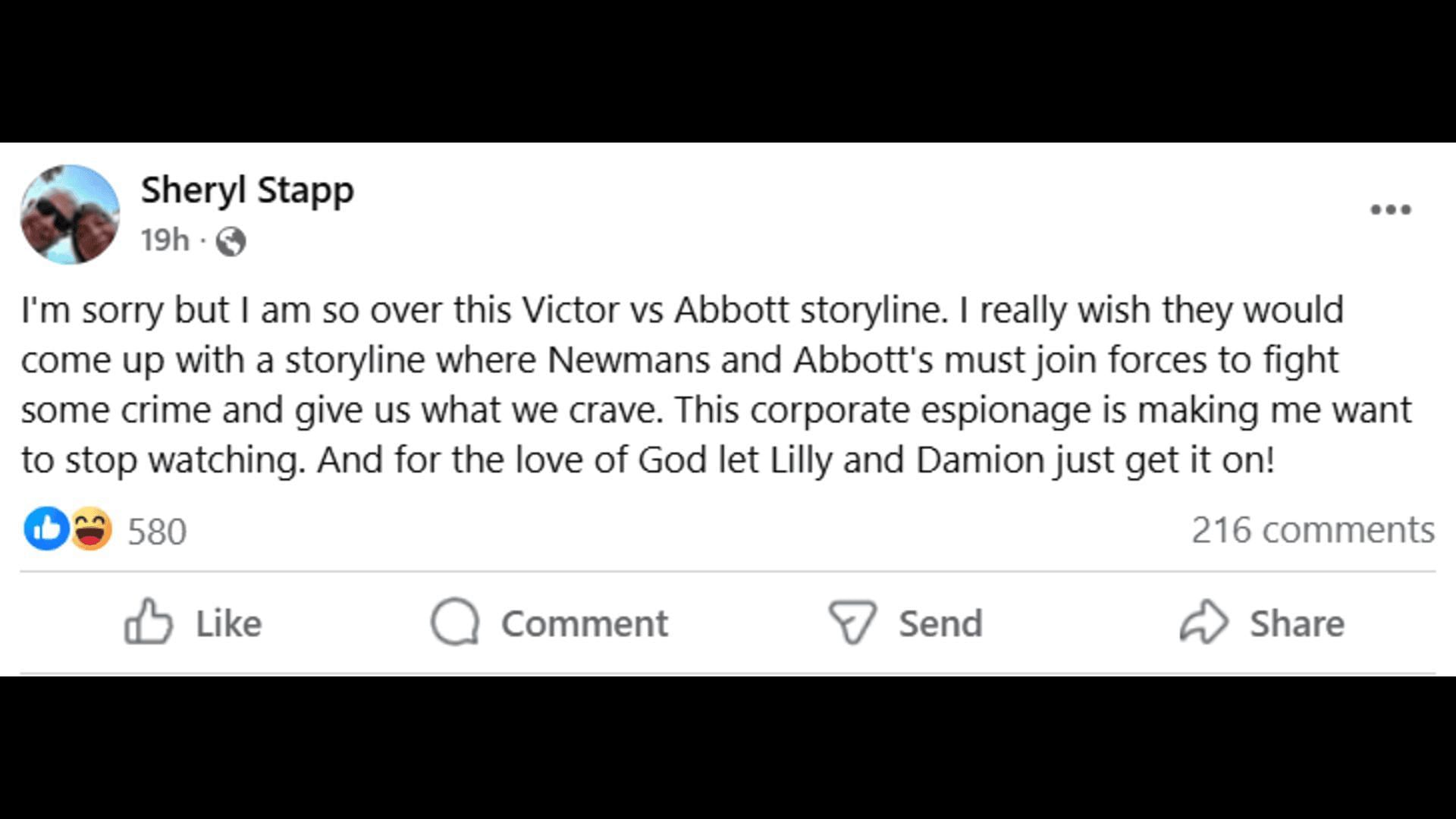 A Facebook post about the Abbott-Newman feud (Image via Facebook/The Young and the Restless)